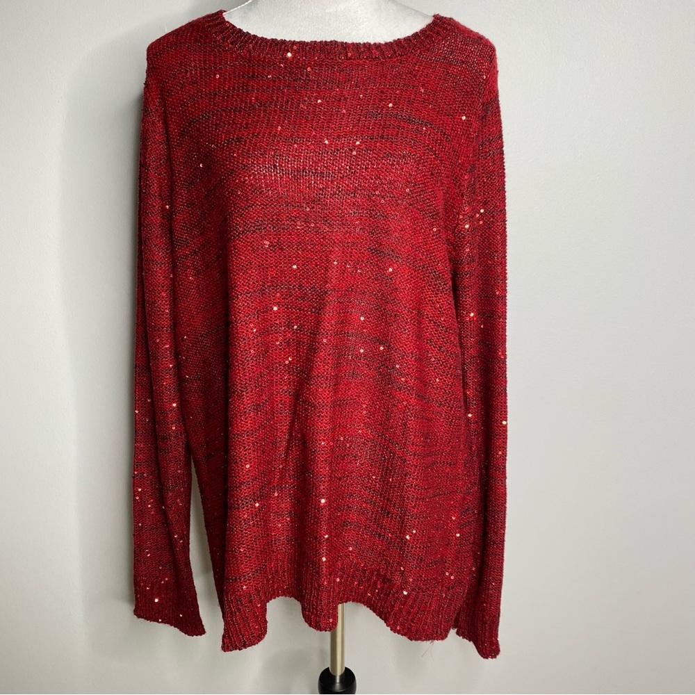 Time and Tru red sparkly blouse top size XXL